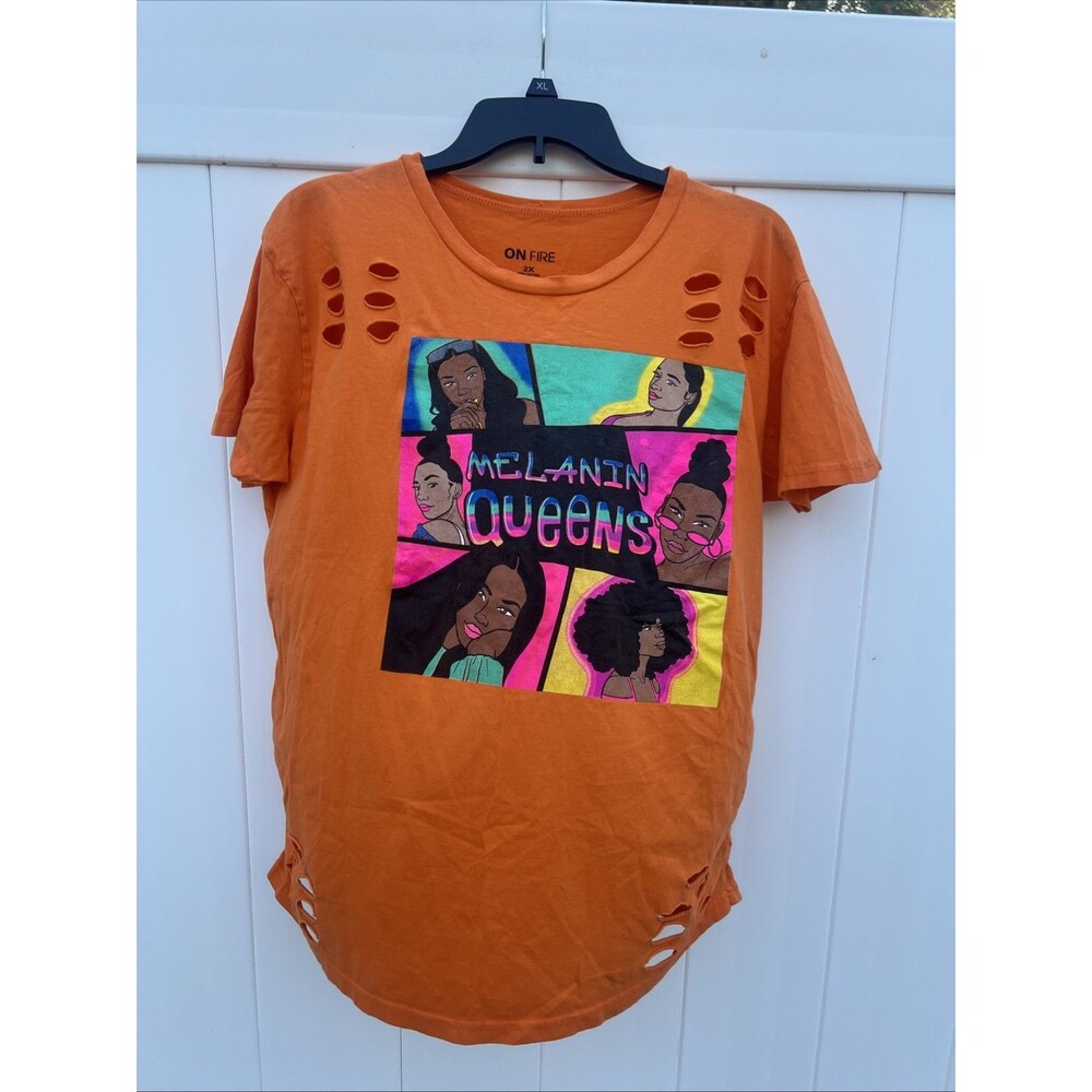 On Fire Black Womens Empower Queens Melanin Shirt Size 1X